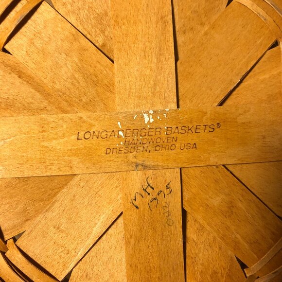 Longaberger basket dated 1995 and signed basket with two side leather handles - Picture 6 of 9